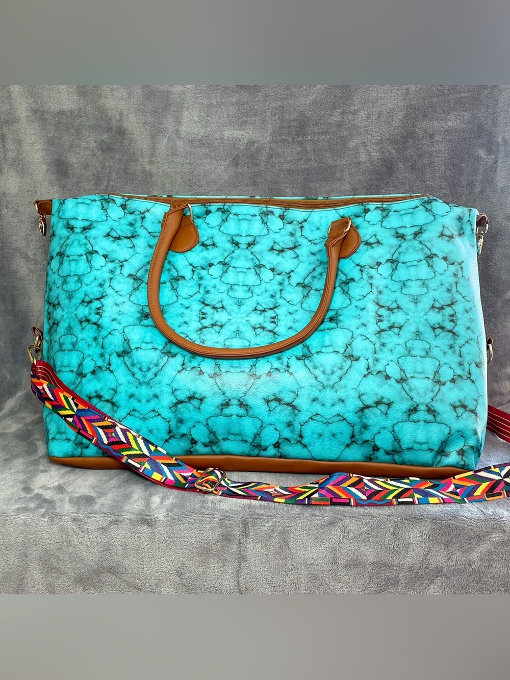 ⭐️NWT⭐️ Weekender - Turquoise Marble Pattern Bag - Southwestern - Picture 7 of 12
